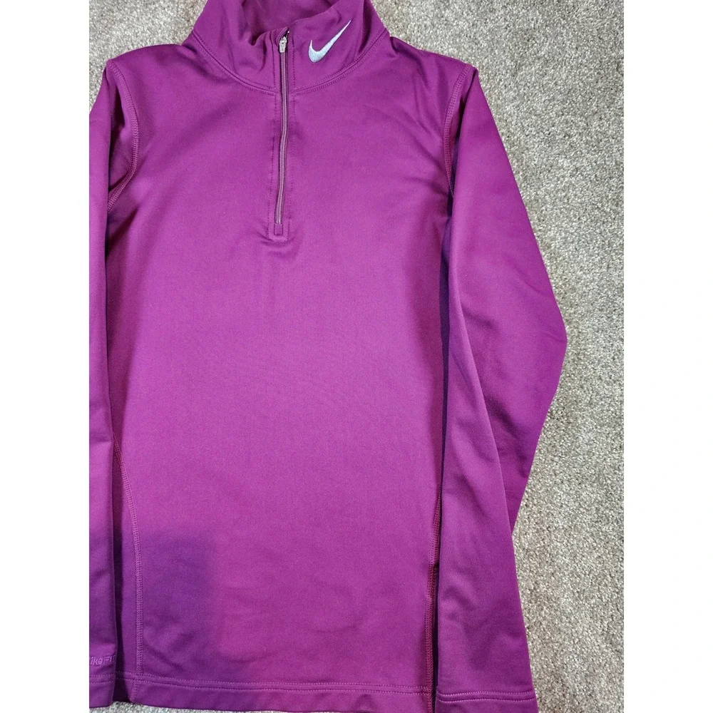 Nike Fit Dry Womens Quarter Zip Pullover Purple Running Top Size M Medium